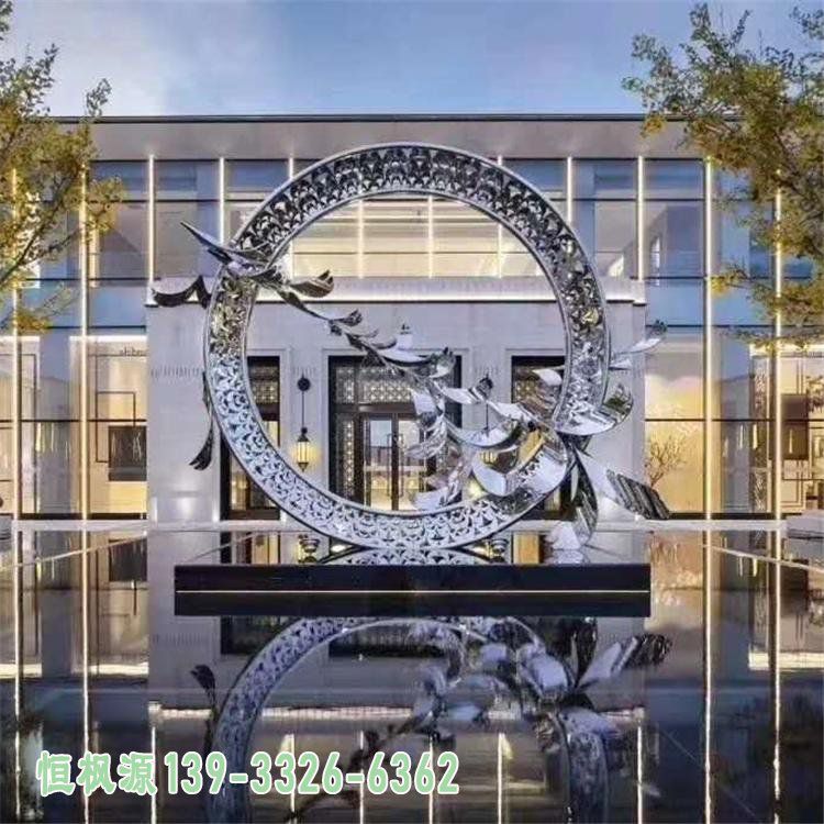 不锈钢圆环大雁雕塑 (3)