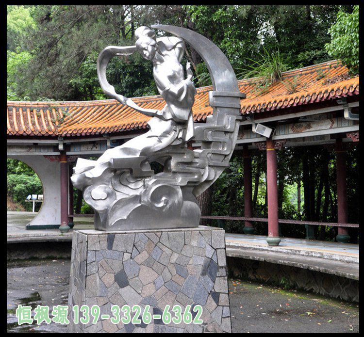 不锈钢仙女雕塑，公园景观摆件 (2)
