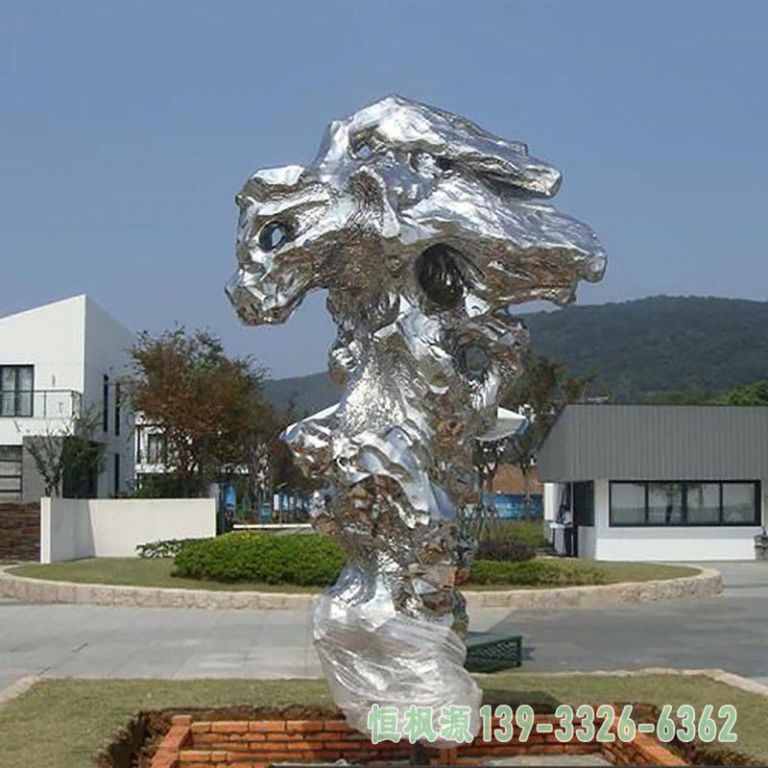 抽象创意块状广场景观雕塑，不锈钢雕塑