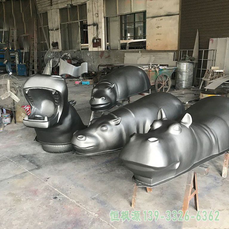 不锈钢河马雕塑[1]
