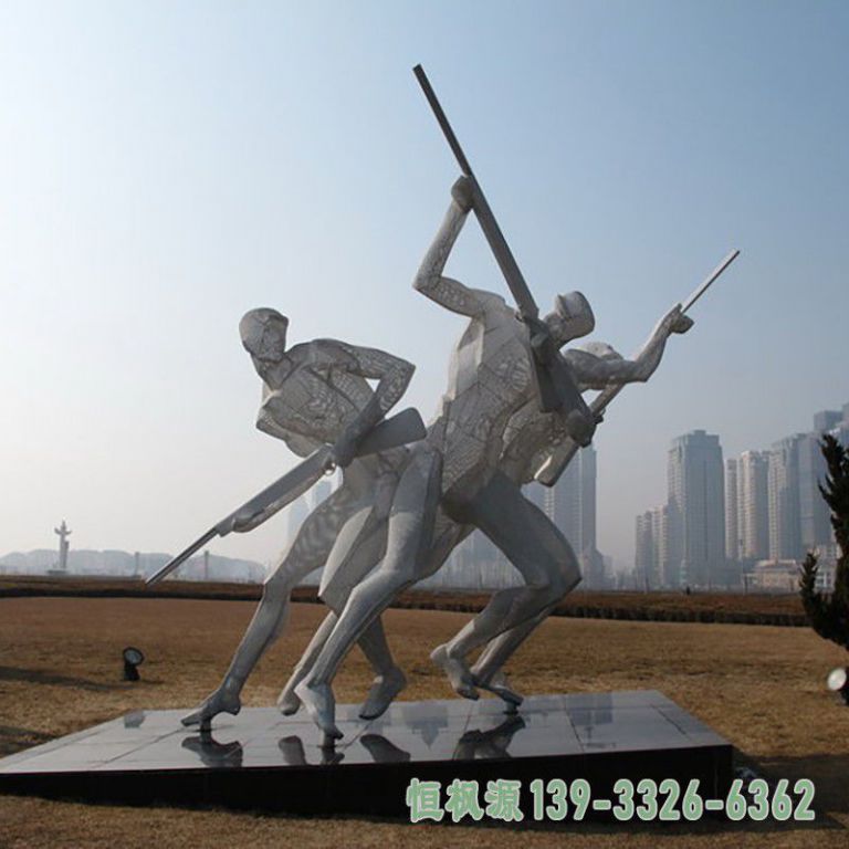 射击比赛雕塑，不锈钢人物雕塑