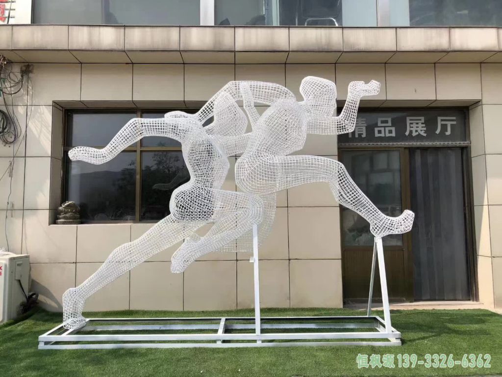 不锈钢运动跳远人物雕塑 (2)