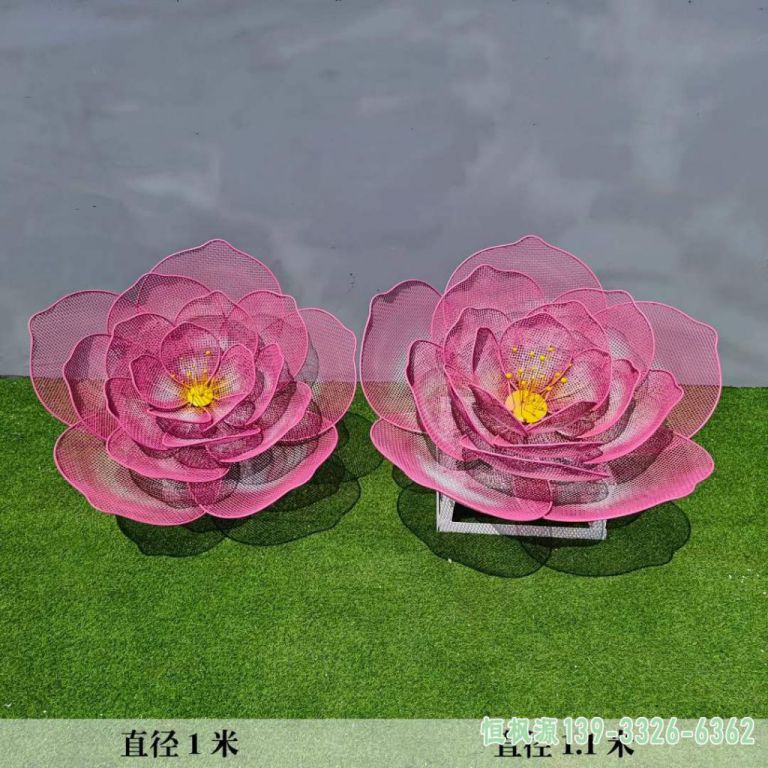 不锈钢彩绘花朵雕塑 (1)