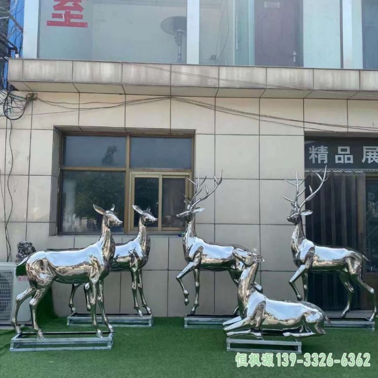 不锈钢镜面小鹿雕塑 (15)