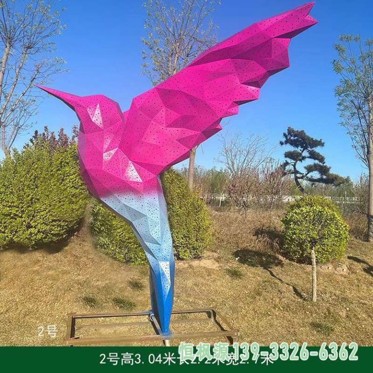 不锈钢彩色小鸟雕塑 (8)