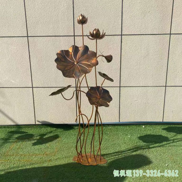 喷漆荷花园林不锈钢雕塑
