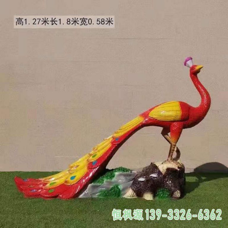 广场孔雀不锈钢彩绘雕塑