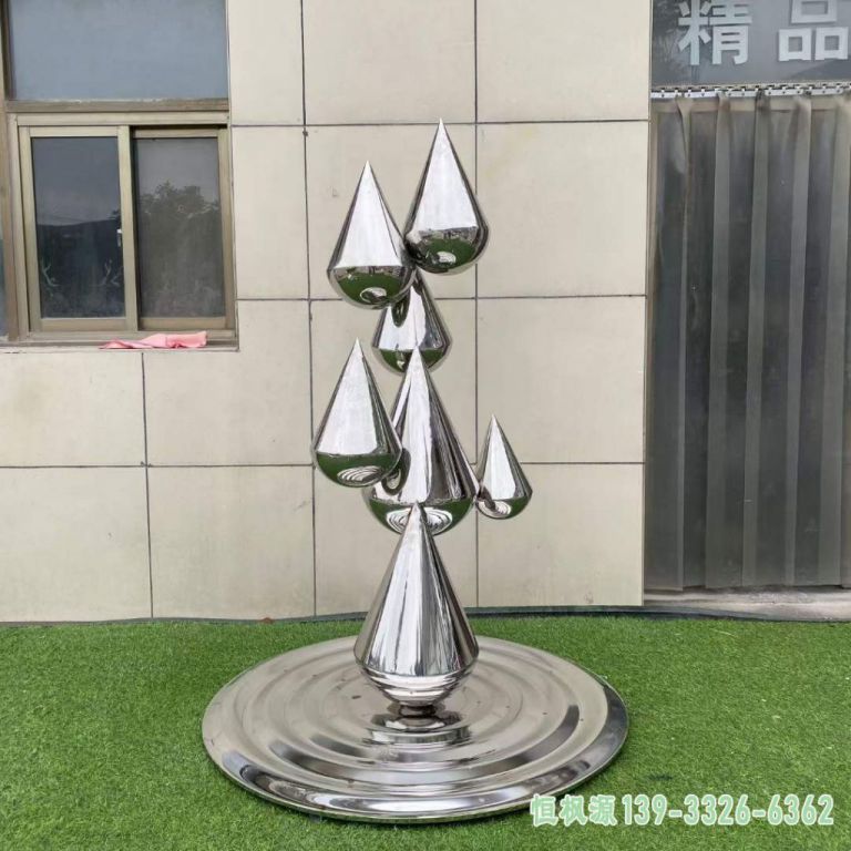 小区水滴不锈钢艺术雕塑