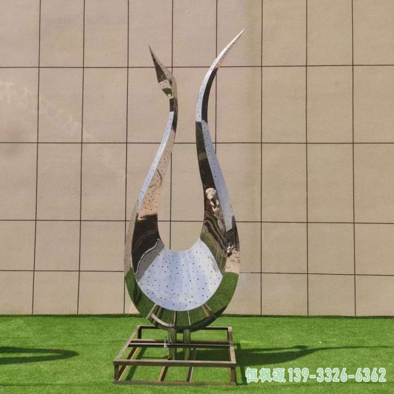 广场镜面天鹅不锈钢雕塑