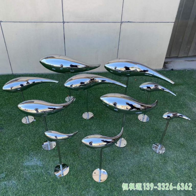 鱼群户外不锈钢艺术雕塑