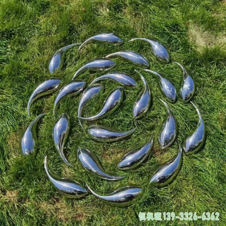 不锈钢镜面海豚雕塑 (8)