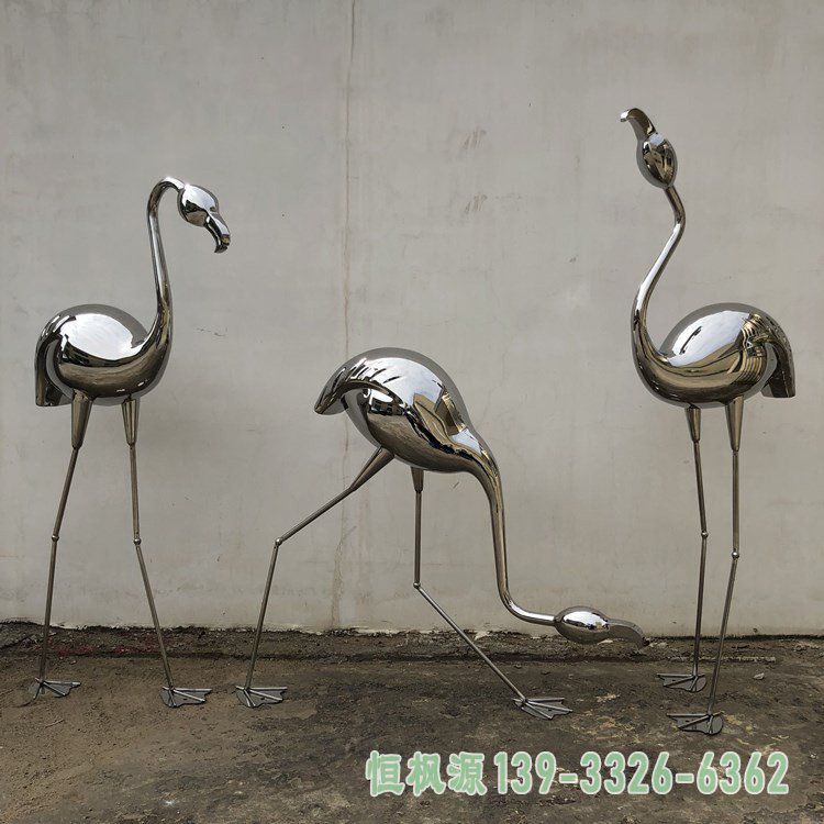 火烈鸟不锈钢公园雕塑