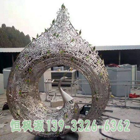 孔雀不锈钢动物雕塑