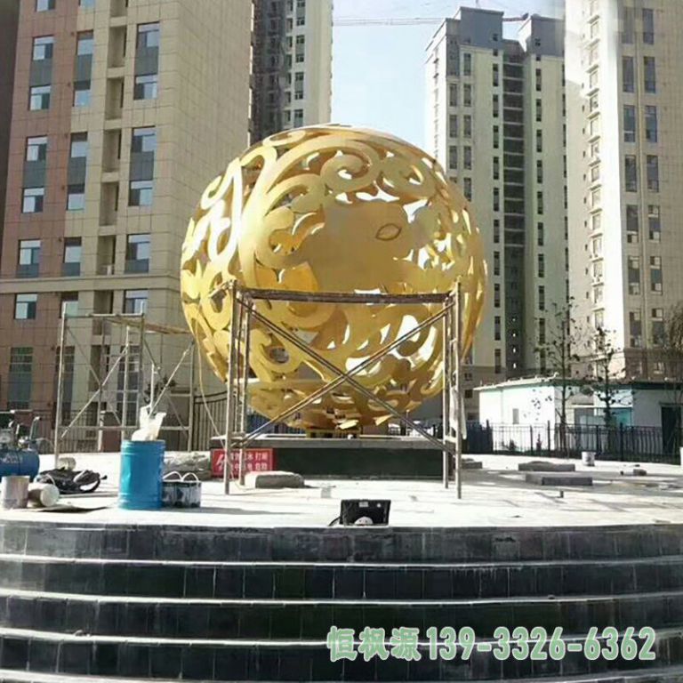 镂空球不锈钢小区雕塑