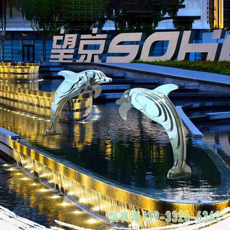 海豚不锈钢景观雕塑