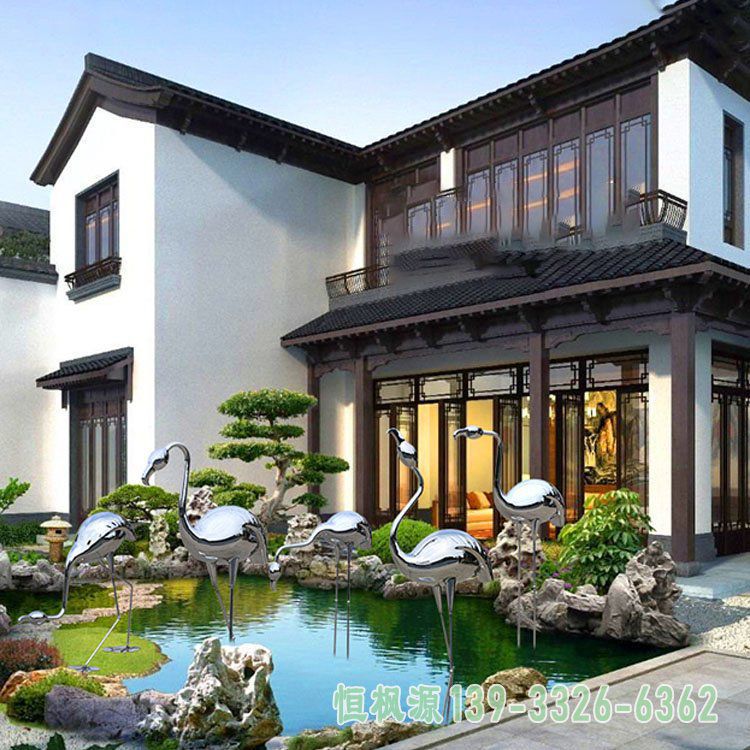 火烈鸟不锈钢城市雕塑