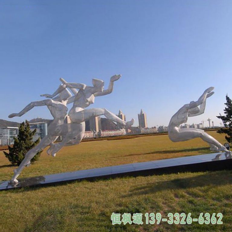 跳远不锈钢景观雕塑