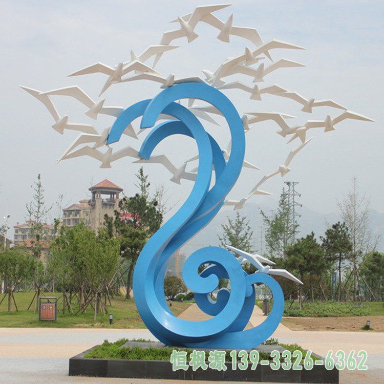 大雁不锈钢抽象雕塑