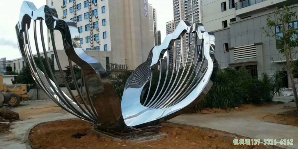 城市扇贝不锈钢景观雕塑
