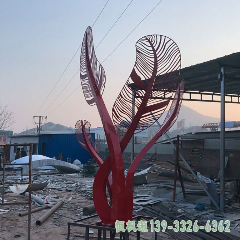 不锈钢公园羽毛景观雕塑