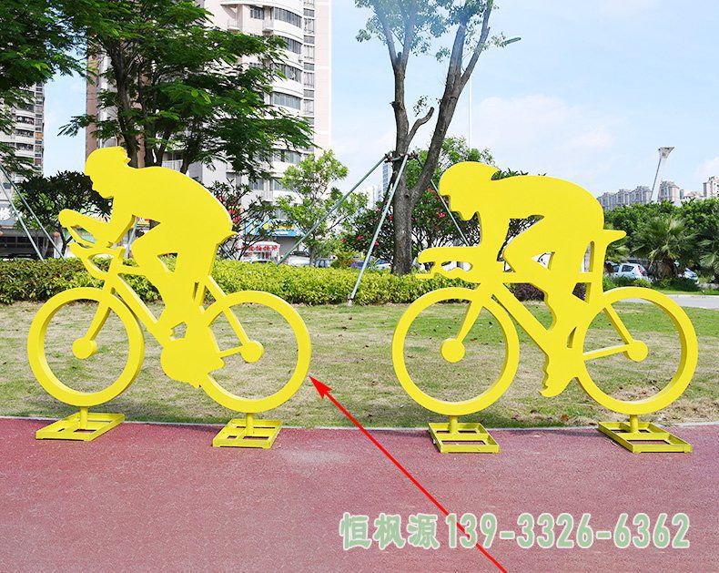 小区自行车不锈钢雕塑