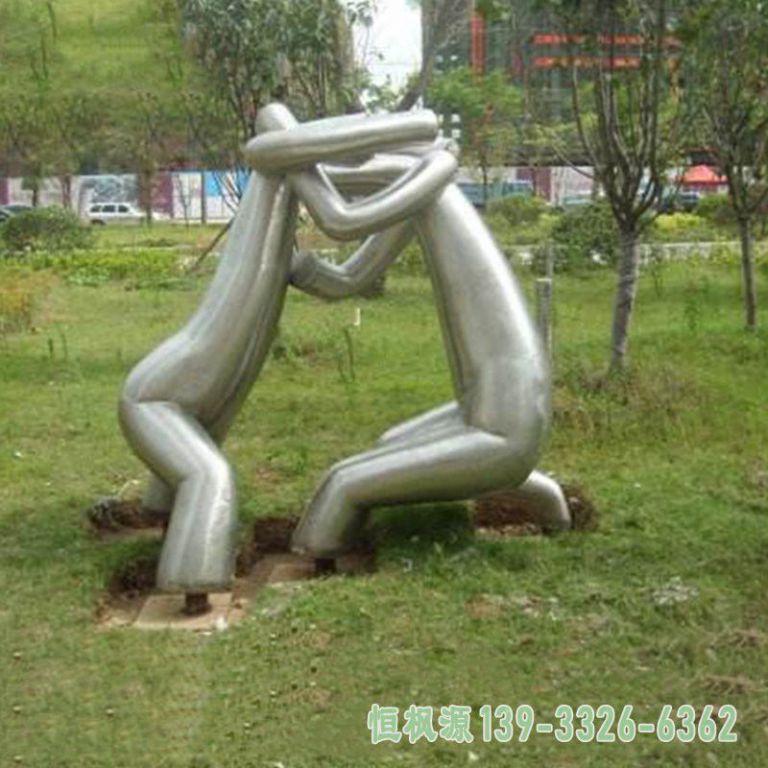 摔跤人物不锈钢城市雕塑