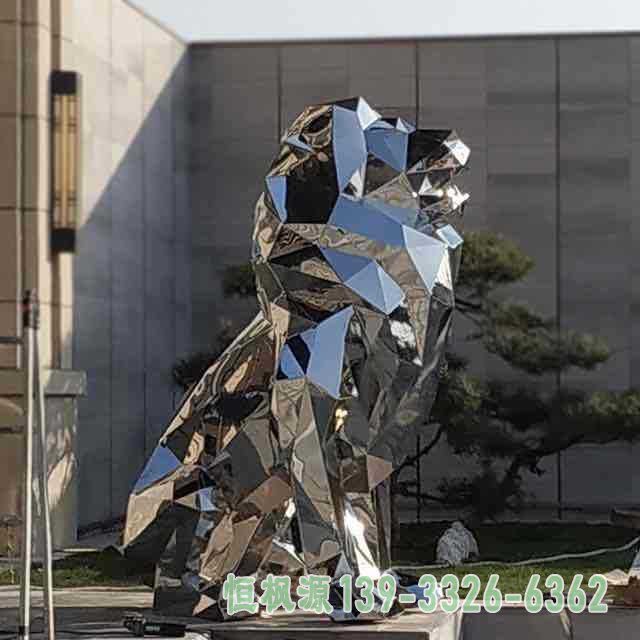 城市狮子不锈钢动物雕塑