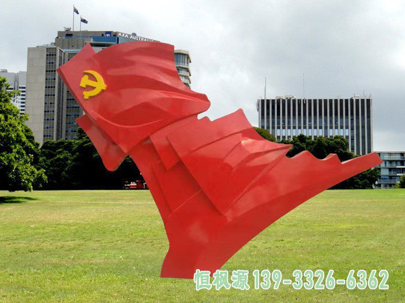 不锈钢企业旗帜景观雕塑