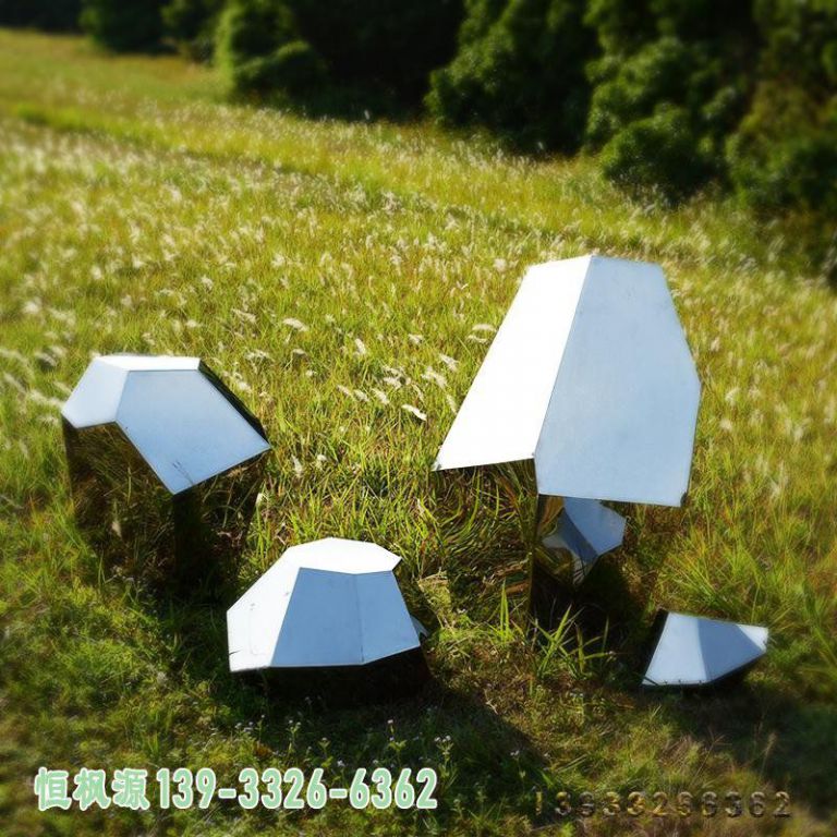 公园不锈钢石头景观雕塑