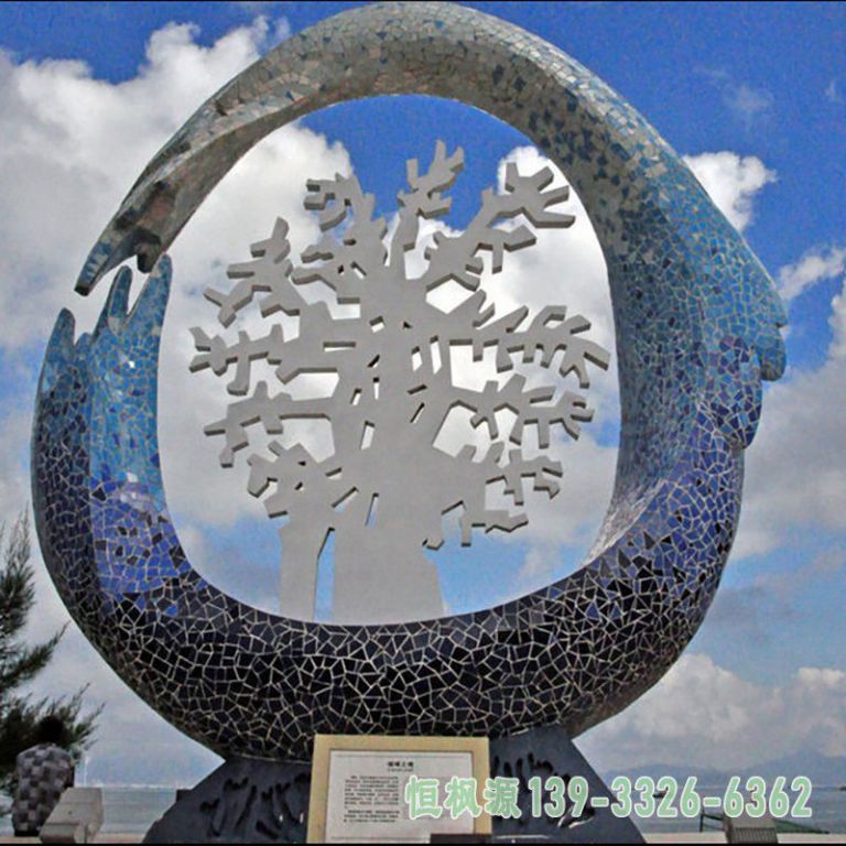 小区不锈钢树叶景观雕塑