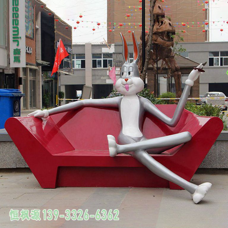 商场烤漆兔子不锈钢动物雕塑