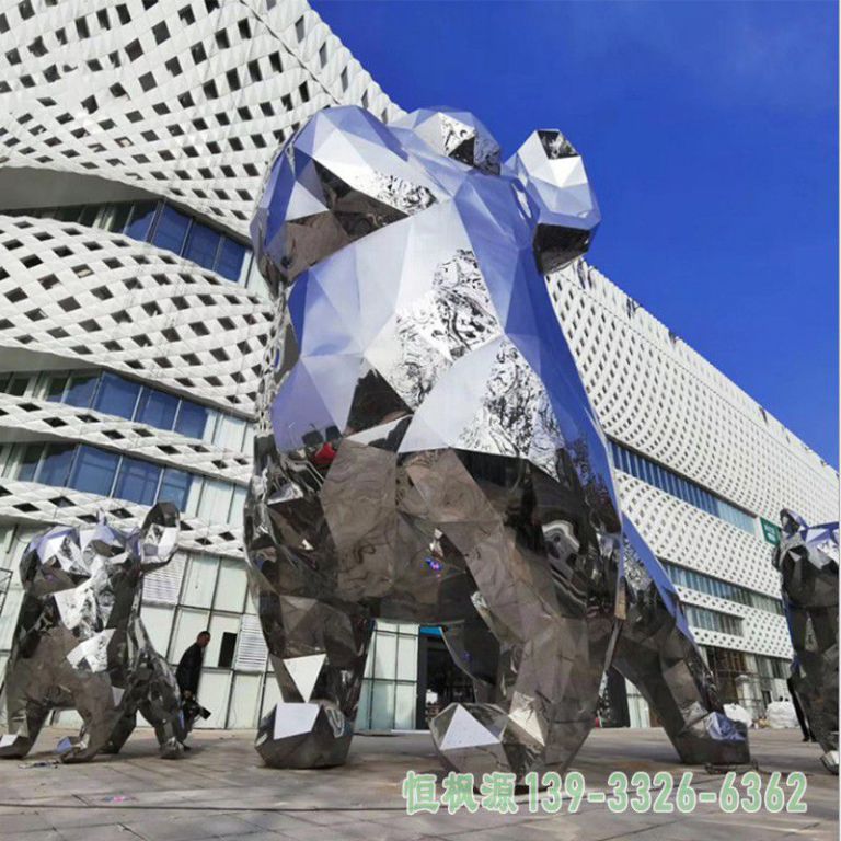 城市不锈钢小狗景观雕塑
