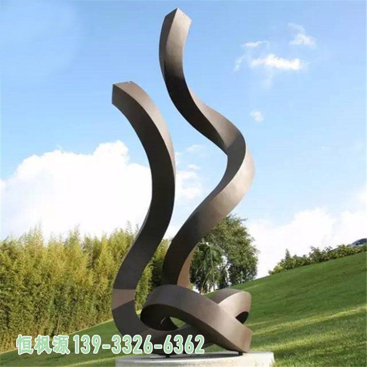 不锈钢公园丝带艺术雕塑