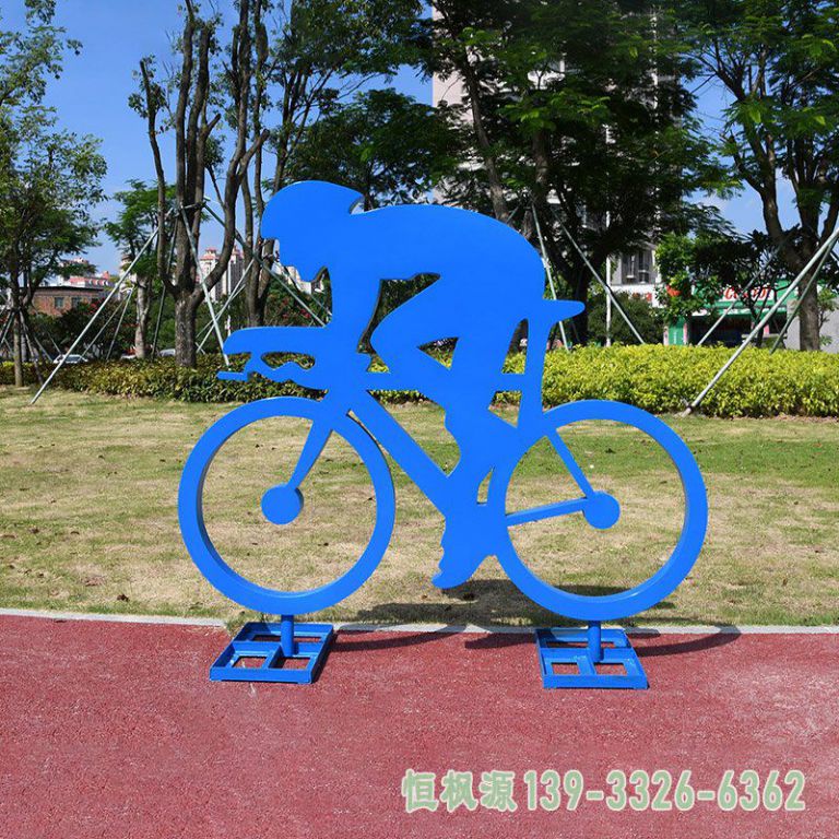 不锈钢广场自行车人物雕塑
