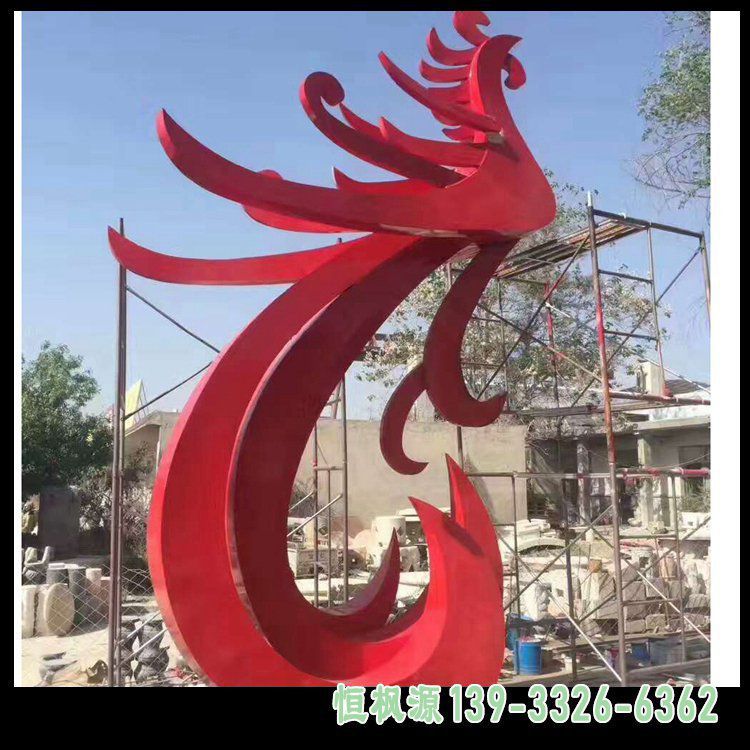 广场不锈钢凤凰动物雕塑