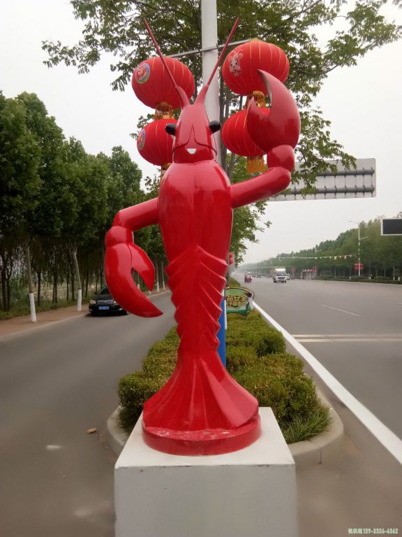 广场龙虾不锈钢景观雕塑