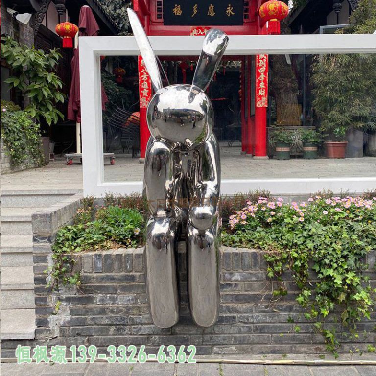 不锈钢园林兔子雕塑