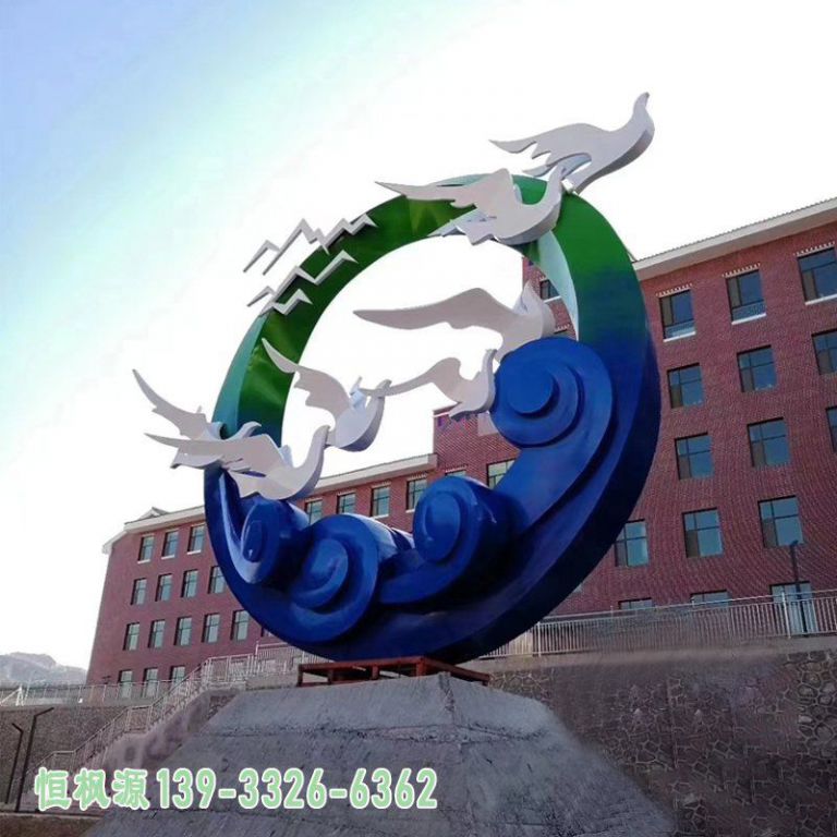 校园大雁不锈钢景观雕塑