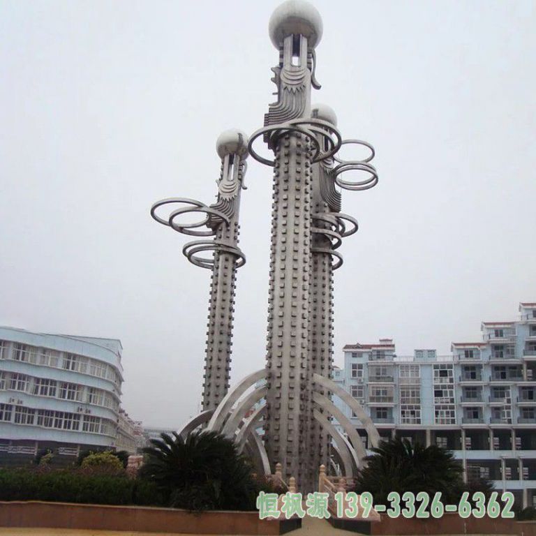 龙柱广场不锈钢景观雕塑