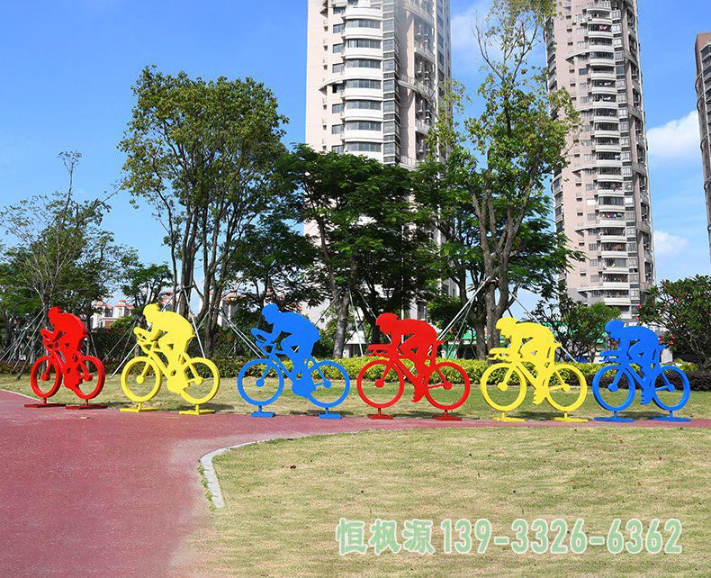 不锈钢自行车广场雕塑