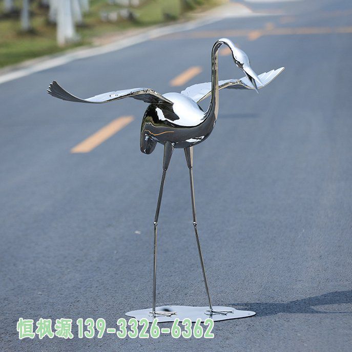 不锈钢园林丹顶鹤雕塑