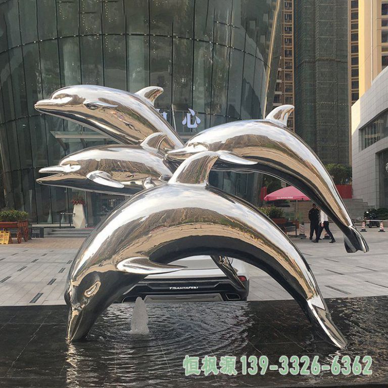 园林海豚不锈钢动物雕塑