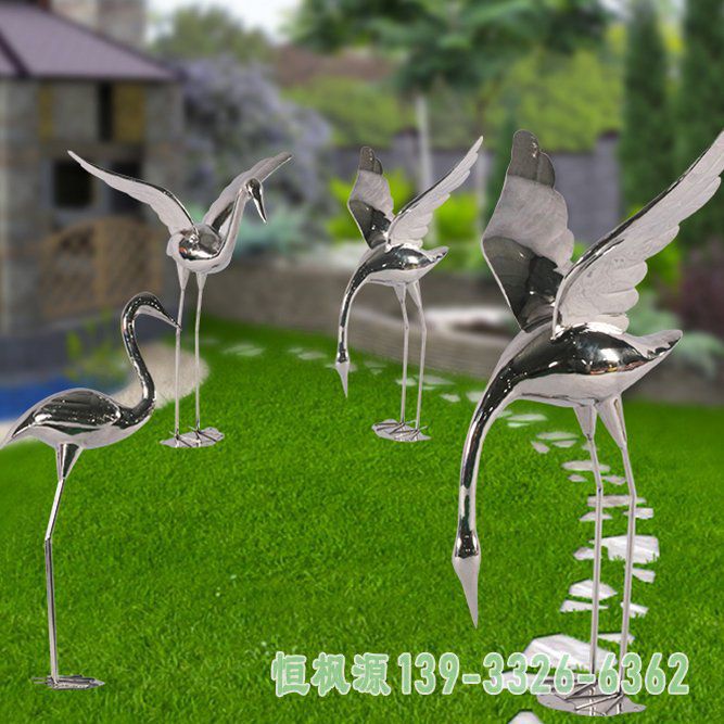 园林不锈钢丹顶鹤雕塑