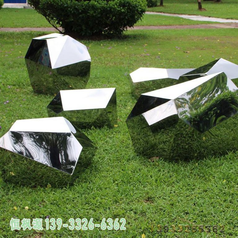 公园不锈钢石头雕塑