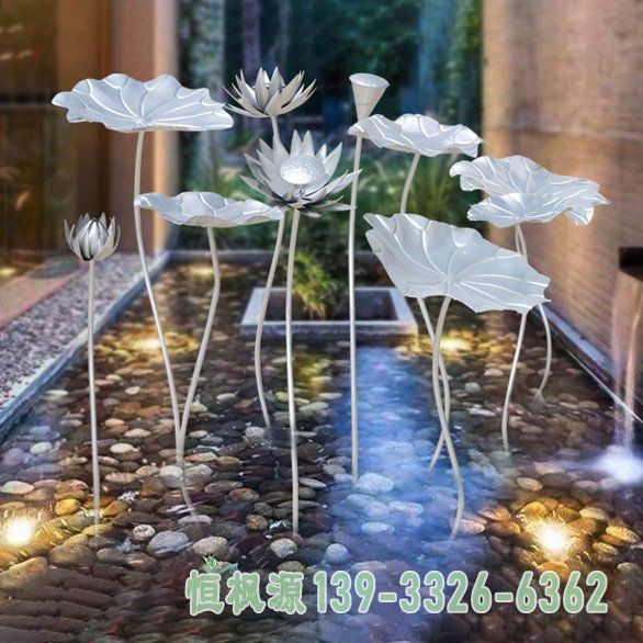 不锈钢小区荷花雕塑