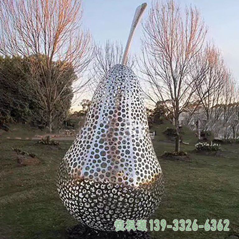 广场不锈钢梨雕塑
