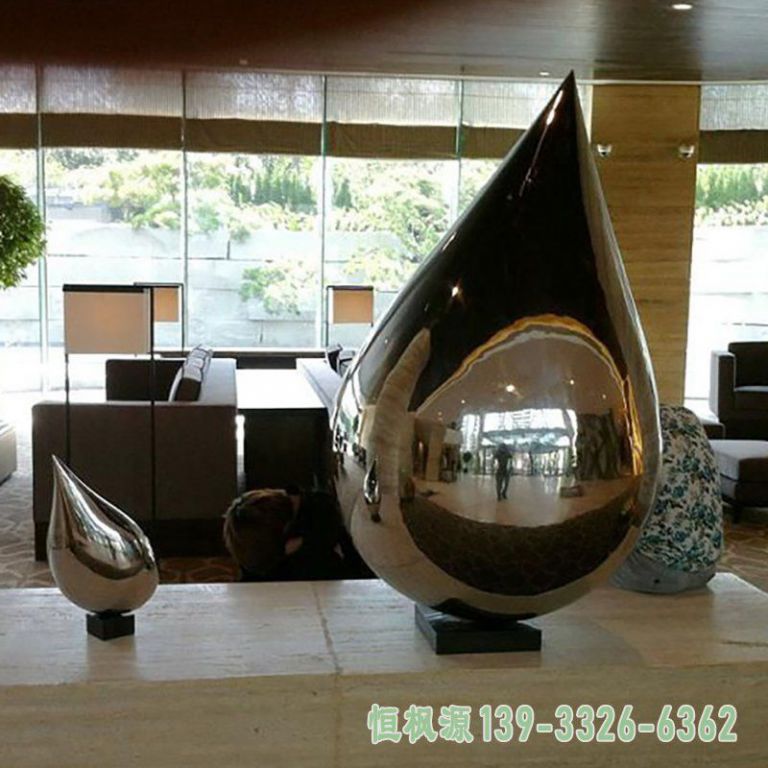 不锈钢广场水滴景观雕塑