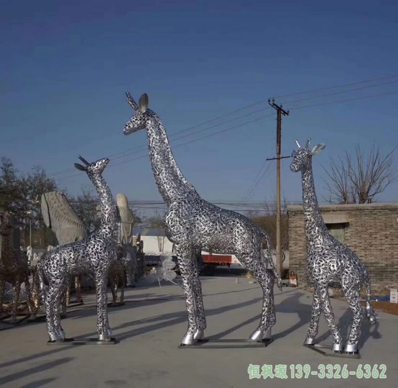 长颈鹿不锈钢公园雕塑