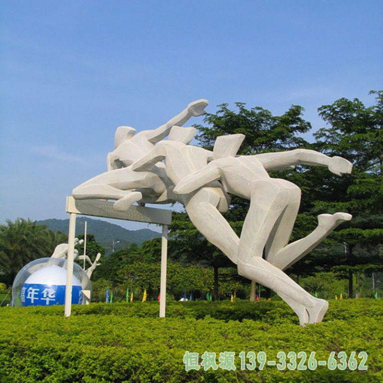 校园跨栏不锈钢人物雕塑