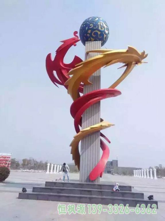 龙柱不锈钢城市艺术雕塑